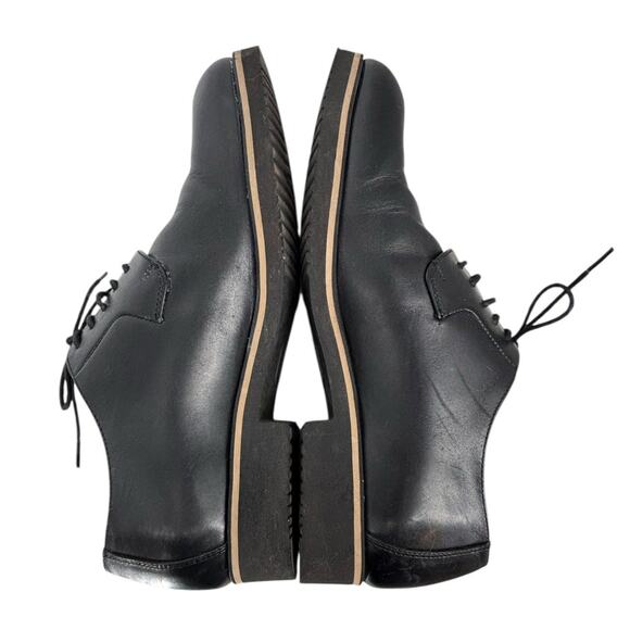 NAVYBOOT Original Womens Black Leather Derby Shoe Oxford Preppy Minimalist Sz 38 - Picture 3 of 9